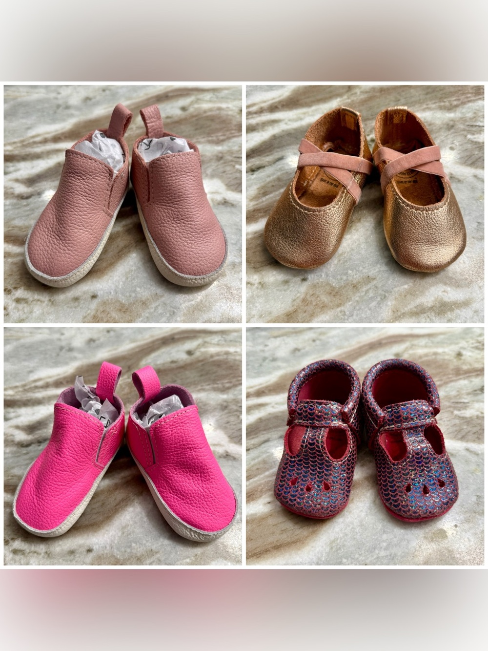 54% OFF FRESHY PICKED premium leather hard & soft sole  Baby Shoe Bundle size 3